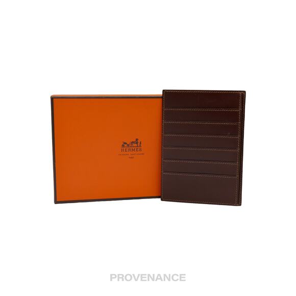 🔴 Hermes 6CC Card Holder Wallet - Chocolate Box Calfskin - Picture 1 of 10